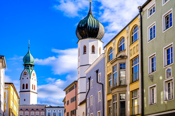 Fototapeta premium historic buildings at the old town of rosenheim - bavaria
