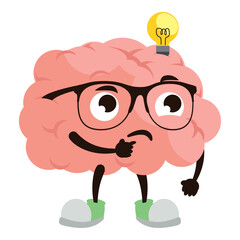 cartoon brain having idea