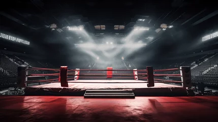 Foto op Canvas Boxing Ring In Arena, Empty professional boxing ring. © salahchoayb