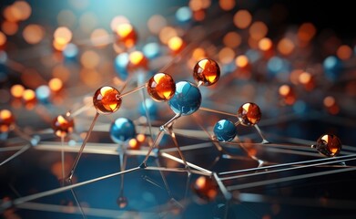 Molecule structure, 3d illustration. Concept of science and technology. - obrazy, fototapety, plakaty