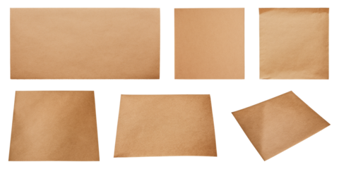 Pieces of craft paper isolated on transparent background
