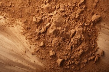 Cocoa powder on a wooden background. Selective focus