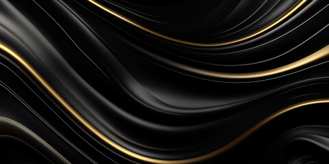 Luxurious Black Velvet Swirls: 3D Banner with Hypnotic Glimmer