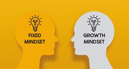 Growth Mindset vs Fixed Mindset - obrazy, fototapety, plakaty