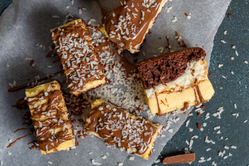 Chocolate cake with coconut shavings