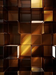 Naklejka premium Brown Glass Creative Abstract Geometric Texture. Graphic Digital Art Decoration. Abstract Shaped Surface Vertical Background. Ai Generated Vibrant Angular Pattern.
