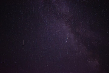 Fototapeta na wymiar Beautiful landscape of Milky Way in the village during Starfall