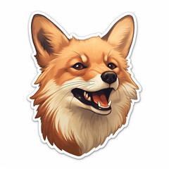 happy red fox sticker created with Generative Ai