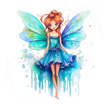 Beautiful fairy watercolor paint
