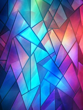 Holo Glass Creative Abstract Geometric Texture. Graphic Digital Art Decoration. Abstract Shaped Surface Vertical Background. Ai Generated Vibrant Angular Pattern.