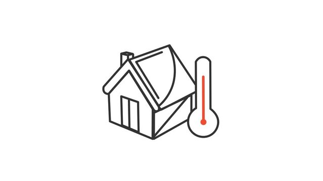 Smart Home with Heating Solution - Animated Icon as MP4 File