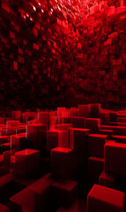 Obraz premium A Room Filled With Vibrant Red Cubes