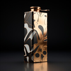 carton for milk with golden details, made from copper bottom created with Generative Ai