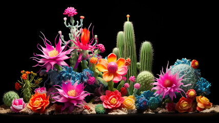 beautiful flowers from cactus in the garden