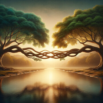 Peace and unity represented by two trees
