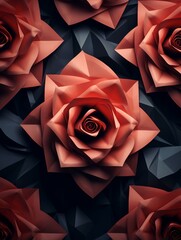 Rose Creative Abstract Geometric Texture. Graphic Digital Art Decoration. Abstract Shaped Surface Vertical Background. Ai Generated Vibrant Angular Pattern.