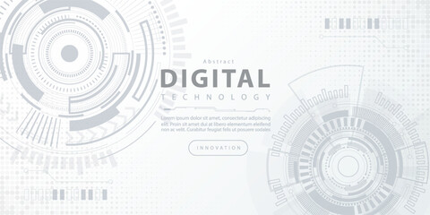 Digital technology futuristic data white background, cyber nano information, abstract communication, innovation future tech data, internet network speed connection, Ai big data lines dots illustration
