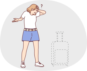 Stressed woman frustrated with baggage loss