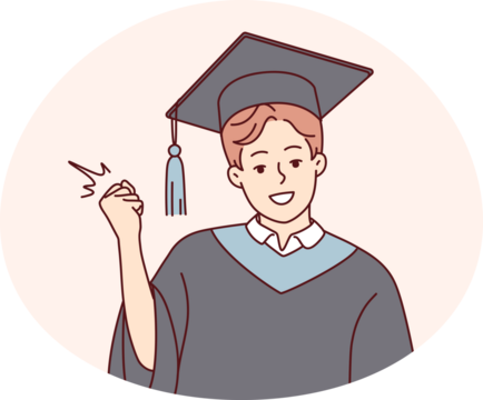 Smiling guy excited with successful graduation