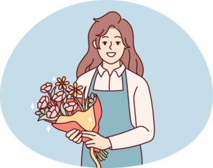Smiling female florist with bouquet