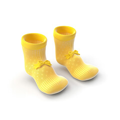 3d render of baby socks, isolated on white background,Generative AI