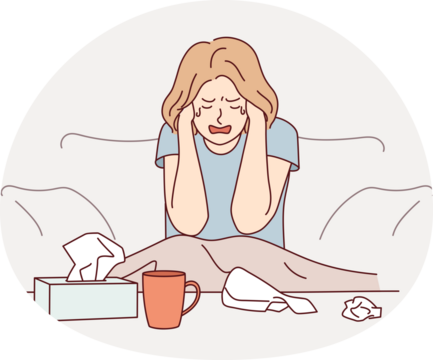 Unhappy woman crying at home