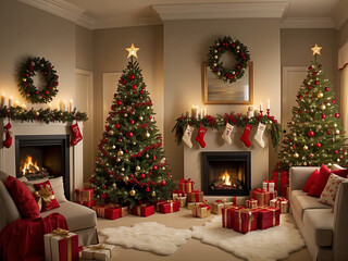 the room decorated for the Christmas celebration