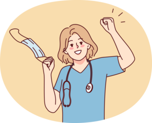 Smiling doctor take off face mask