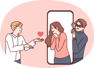 People talk online on dangerous dating app on cell