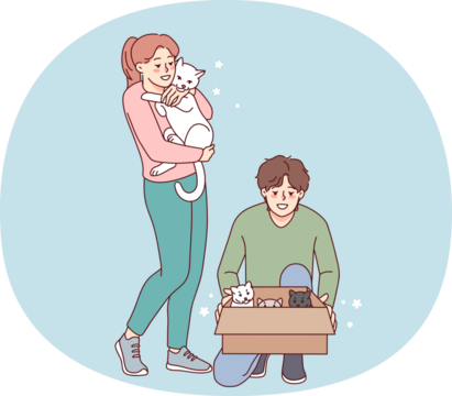 Happy couple with pets - Powered by Adobe