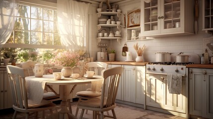 Cozy kitchen. Chabby shic style. Pastel colors