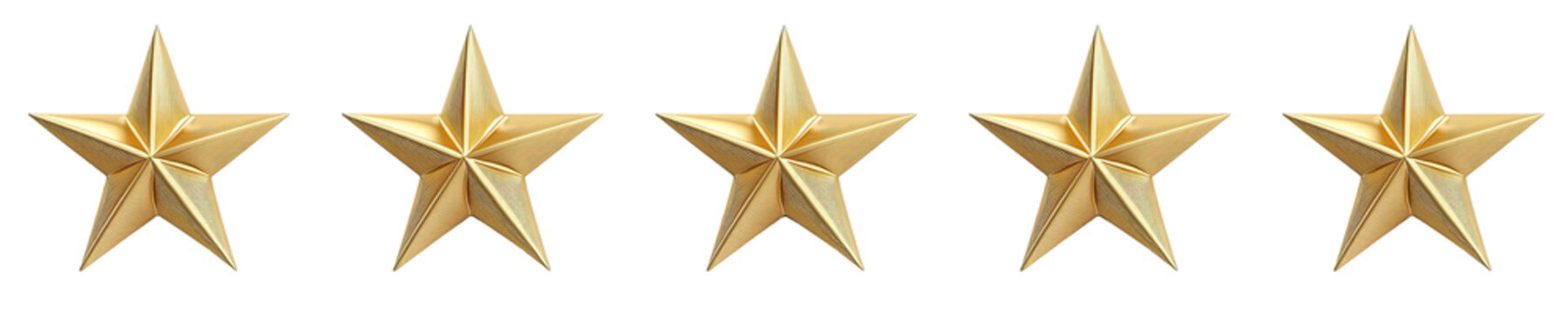 Five stars isolated over transparent background 
