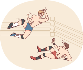 Men fight on mma ring