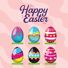 Set of different realistic easter eggs Vector