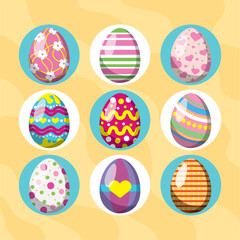 Set of different realistic easter eggs Vector