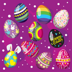 Set of different realistic easter eggs Vector