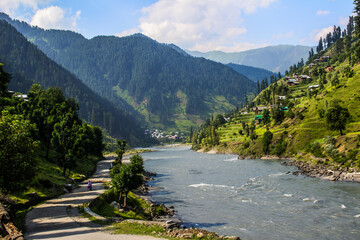 Picture of Mountain, Trees, River and Stream of adjoining areas of Kashmir. In this picture you can...