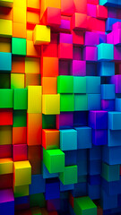 An abstract colorful wallpaper made of blocks