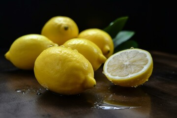 Lemons, hydration, fresh, citrus, zest, vibrant, juicy, natural, refreshing. Generative AI