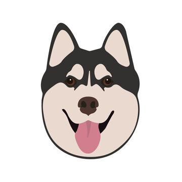 Portrait of Husky. Husky sticker. Husky vector illustration. Dog vector illustration isolated on white. Husky smile icon. Cute dog illustration. 