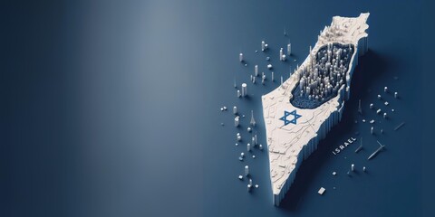 Israel 3D Flag Map isolated Banner Template with Empty Blank Copy Space for text Minimal 3D Textured Background We Stand with ISRAEL conflict war blogs news editorial social media post