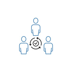 Coordinating people concept line icon. Simple element illustration. Coordinating people concept outline symbol design.