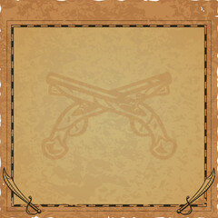 Square Parchment with Map Frame and Crossed Pistols