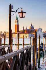 Poster San Giorgio Maggiore Island at sunrise, Venice, Italy. Romantic walk in Venice at sunrise with view of the basilica di Giorgio Maggiore. © π-r