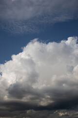 Blue sky. Beautiful Cumulus clouds flying across the sky, Beautiful natural clouds on the sky, deep blue sky