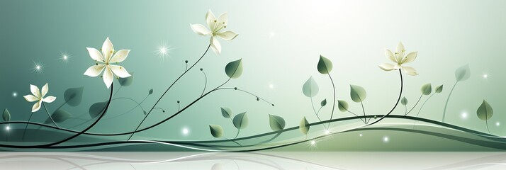 abstract panoramic green floral background