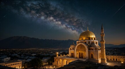 Fototapeta premium Beautiful Gold Mosque Background Wallpaper