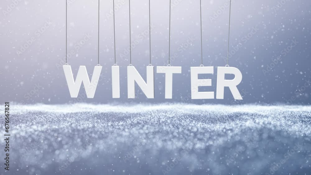 Poster swinging winter tags on snowy loop animation background.