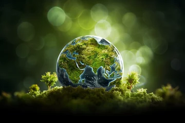 Foto op Canvas An image representing the concept of ecology with a logo of a globe. Generative AI © Eudoxia