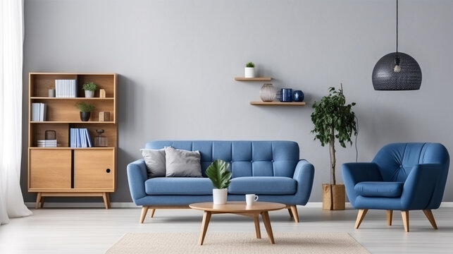 "Cozy contemporary interior design with wooden furniture" generativa IA